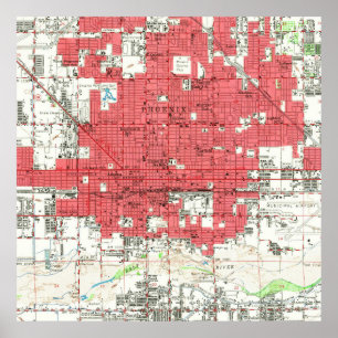 Vintage Map of Phoenix Arizona (1952) 3 Poster