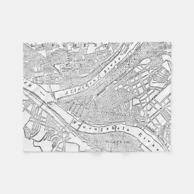 Vintage Map of Pittsburgh (1885) Fleece Blanket (Front (Horizontal))