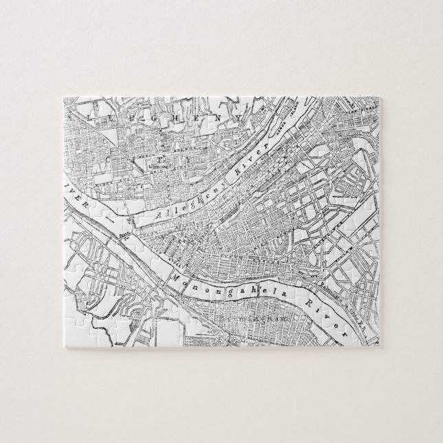 Vintage Map of Pittsburgh (1885) Jigsaw Puzzle (Horizontal)