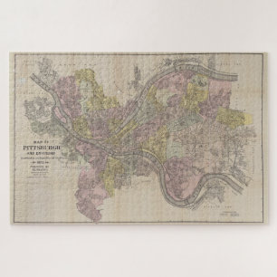 Vintage Map of Pittsburgh PA (1919) Jigsaw Puzzle