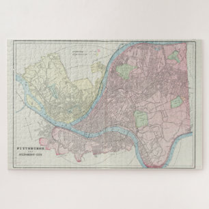 Vintage Map of Pittsburgh Pennsylvania (1901) Jigsaw Puzzle