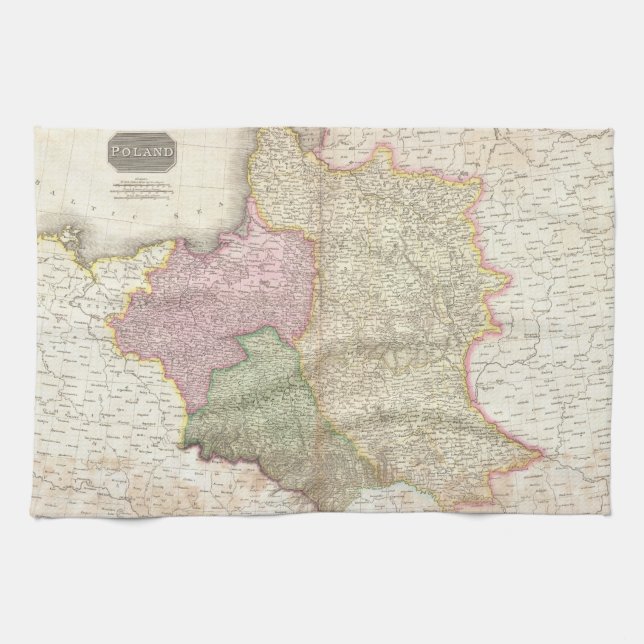 Vintage Map of Poland (1818) Kitchen Towel (Horizontal)