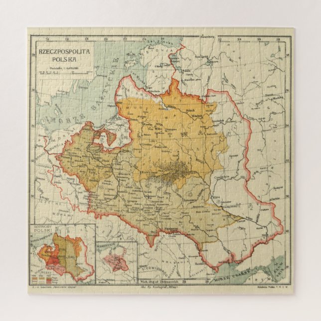 Vintage Map of Poland (1921) Jigsaw Puzzle (Vertical)