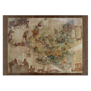 VINTAGE MAP OF POLAND C.1939 CUTTING BOARD
