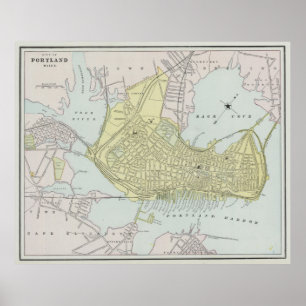 Vintage Map of Portland Maine (1889) Poster
