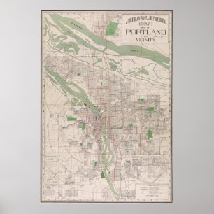 Vintage Map of Portland Oregon (1912) Poster