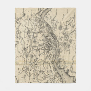Vintage Map of Porto Portugal (1835) Fleece Blanket