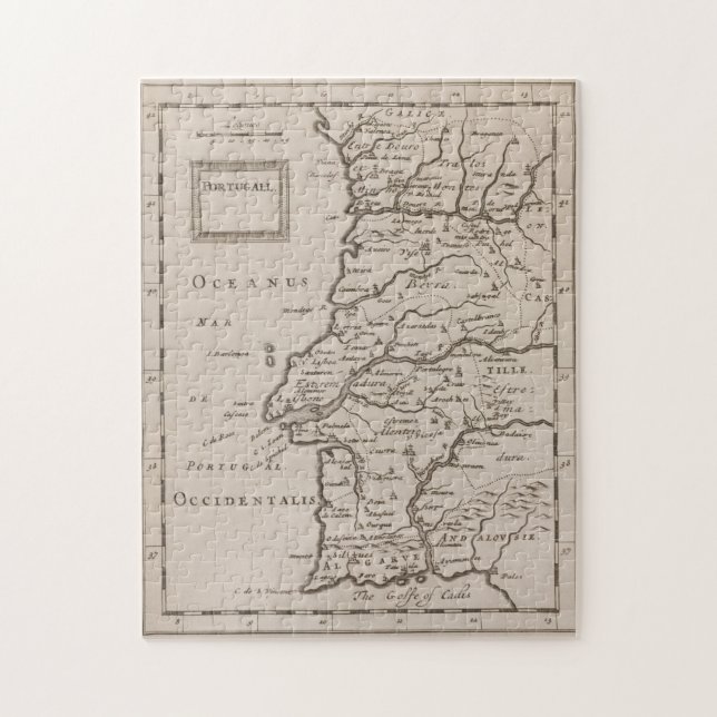 Vintage Map of Portugal (1680s) Jigsaw Puzzle (Vertical)