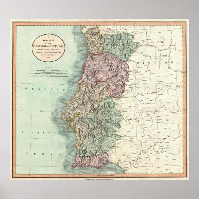 Vintage Map of Portugal (1801) Poster (Front)