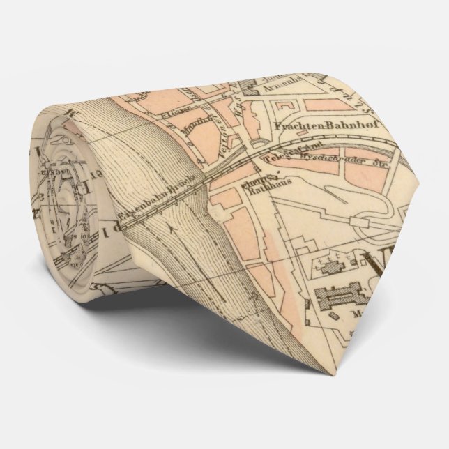 Vintage Map of Prague (1882) Tie (Rolled)