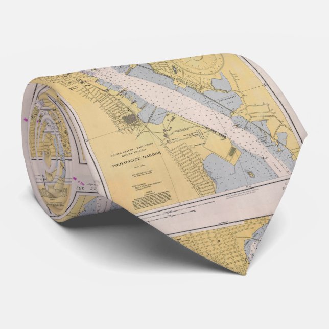Vintage Map of Providence Harbour RI (1941) Tie (Rolled)