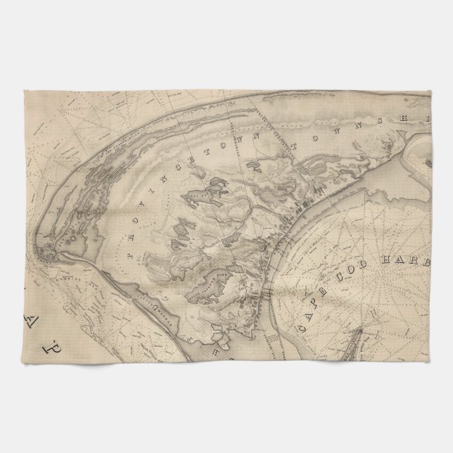 Vintage Map of Provincetown (1836) Kitchen Towel (Horizontal)