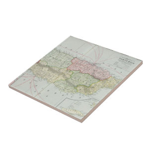 Vintage Map of Puerto Rico (1901) Tile