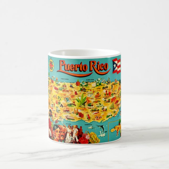 Vintage Map of Puerto Rico  Coffee Mug (Center)