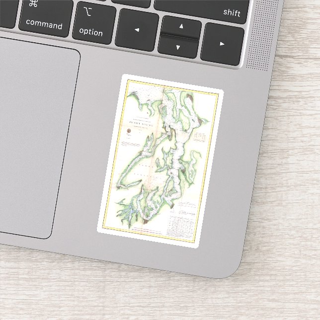 Vintage Map of Puget Sound Washington Coast (1867) (Detail)