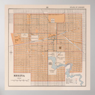 Vintage Map of Regina Saskatchewan (1915) Poster