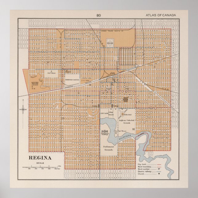 Vintage Map of Regina Saskatchewan (1915) Poster (Front)