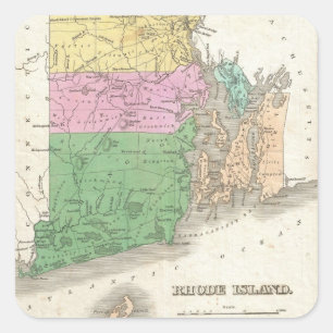 Vintage Map of Rhode Island (1827) Square Sticker