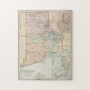 Vintage Map of Rhode Island (1891) Jigsaw Puzzle