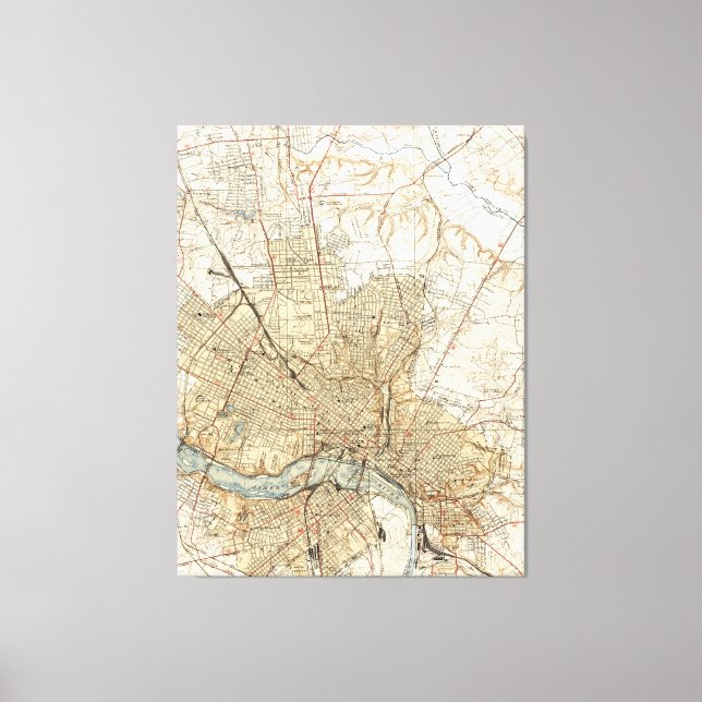Vintage Map of Richmond Virginia (1934) Canvas Print (Front)