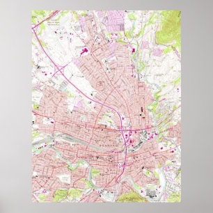 Vintage Map of Roanoke Virginia (1963) Poster