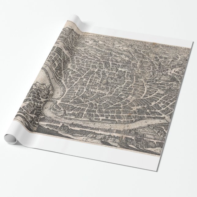 Vintage Map of Rome Italy (1652) Wrapping Paper (Unrolled)