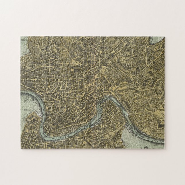 Vintage Map of Rome Italy (1716) Jigsaw Puzzle (Horizontal)