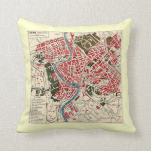 Vintage Map of Rome Throw Pillow