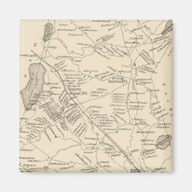Vintage Map of Salem Massachusetts (1892) Magnet (Front)