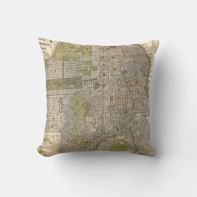 Vintage Map of San Francisco (1932) Throw Pillow (Front)