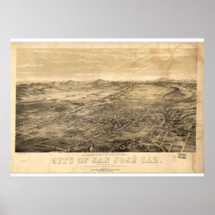 Vintage Map of San Jose, 1869 Poster