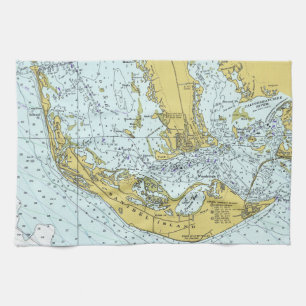 Vintage map of Sanibel Island, Florida Kitchen Towel
