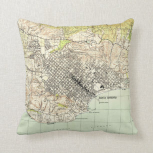 Vintage Map of Santa Barbara California (1944) Throw Pillow