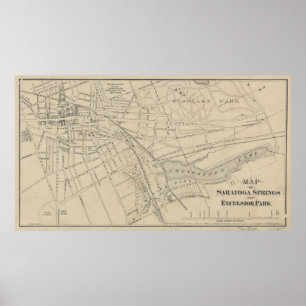 Vintage Map of Saratoga Springs NY (1895) Poster