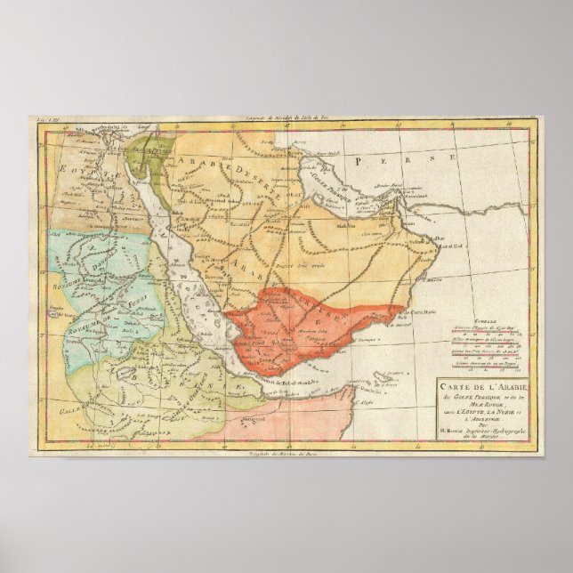 Vintage Map of Saudi Arabia, 1780 Poster (Front)