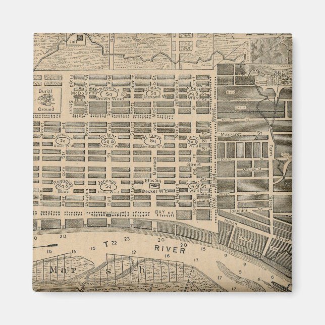 Vintage Map of Savannah Georgia (1818) Magnet (Front)
