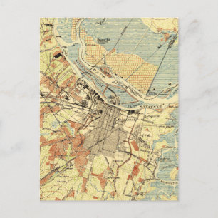 Vintage Map of Savannah Georgia (1942) Postcard