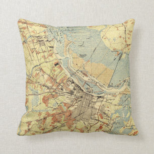 Vintage Map of Savannah Georgia (1942) Throw Pillow