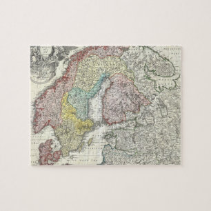 Vintage Map of Scandinavia (1730) Jigsaw Puzzle