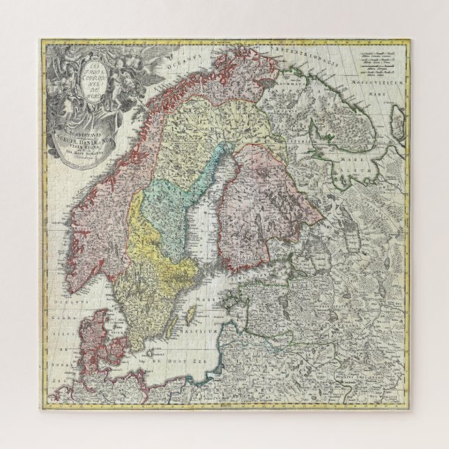 Vintage Map of Scandinavia Jigsaw Puzzle (Vertical)
