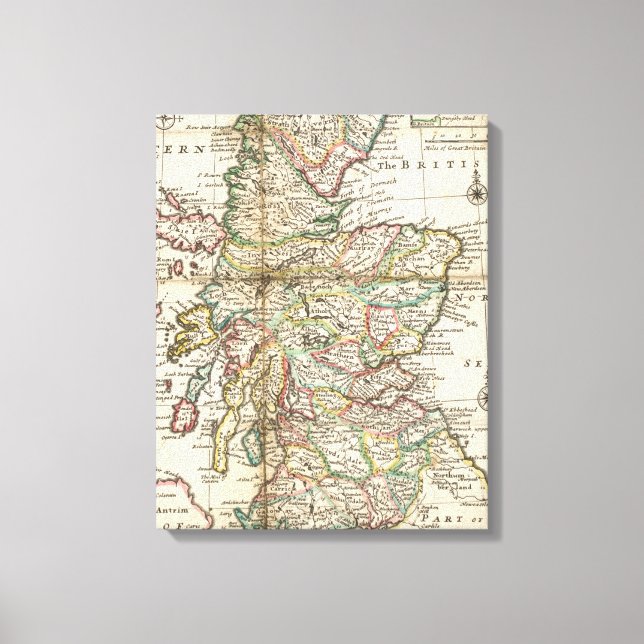 Vintage Map of Scotland (1718) Canvas Print (Front)