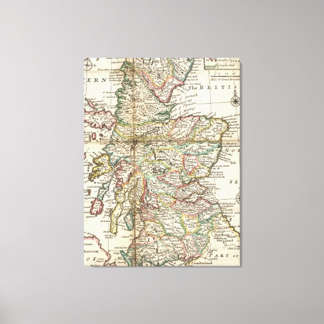Vintage Map of Scotland (1718) Canvas Print (Front)
