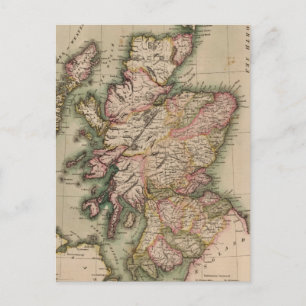 Vintage Map of Scotland (1814) Postcard