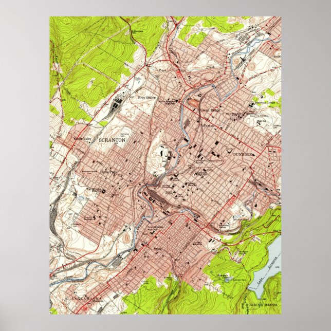 Vintage Map of Scranton Pennsylvania (1947) Poster (Front)