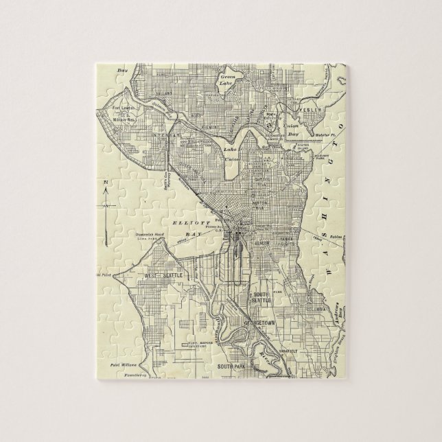 Vintage Map of Seattle (1914) Jigsaw Puzzle (Vertical)