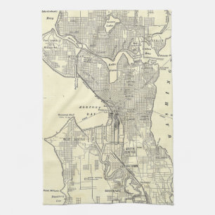 Vintage Map of Seattle (1914) Kitchen Towel