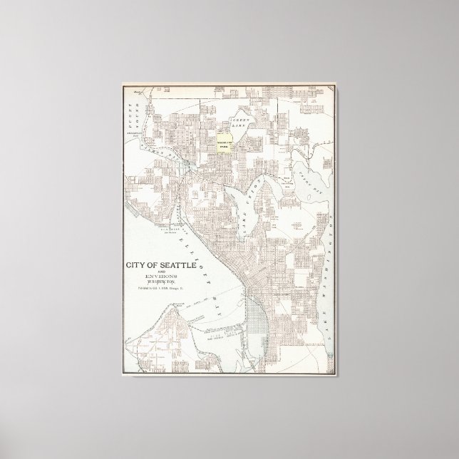 Vintage Map of Seattle Washington (1901) Canvas Print (Front)