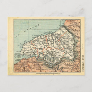 Vintage map of Seine, France Postcard