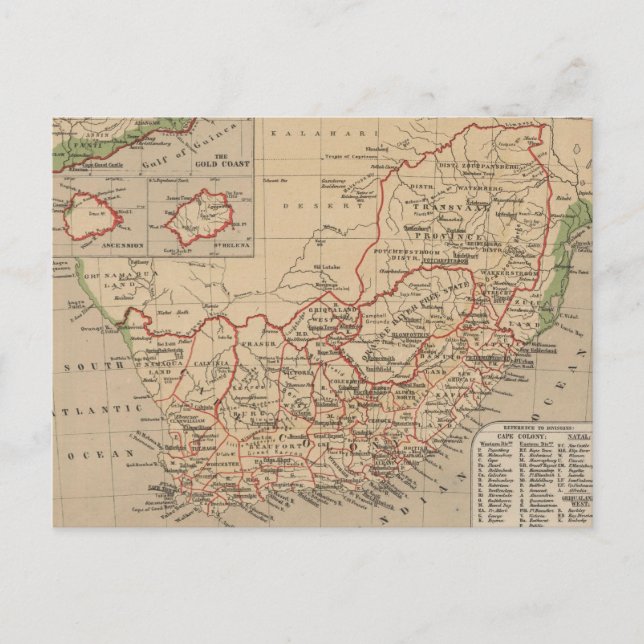 Vintage Map of South Africa (1880) Postcard (Front)