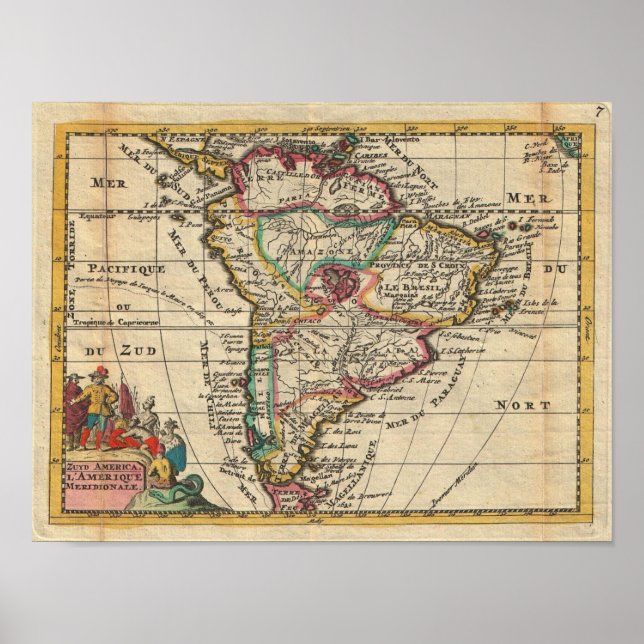 Vintage Map of South America (1747) Poster (Front)